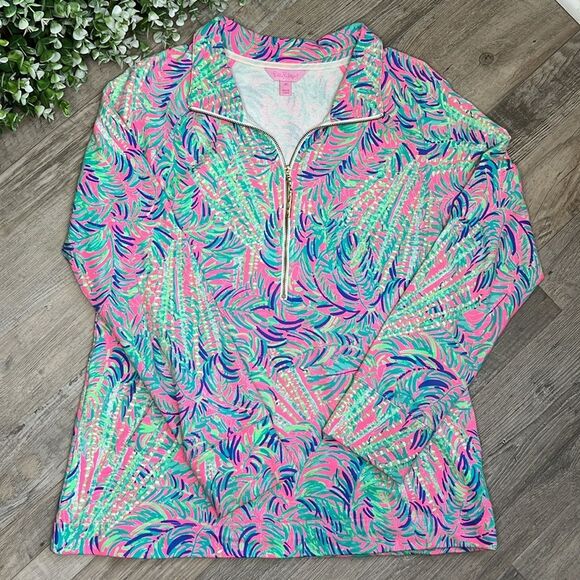 Lilly Pulitzer UPF 50+ Skipper Popover Pink Sunset Coco Breeze - Picture 3 of 14